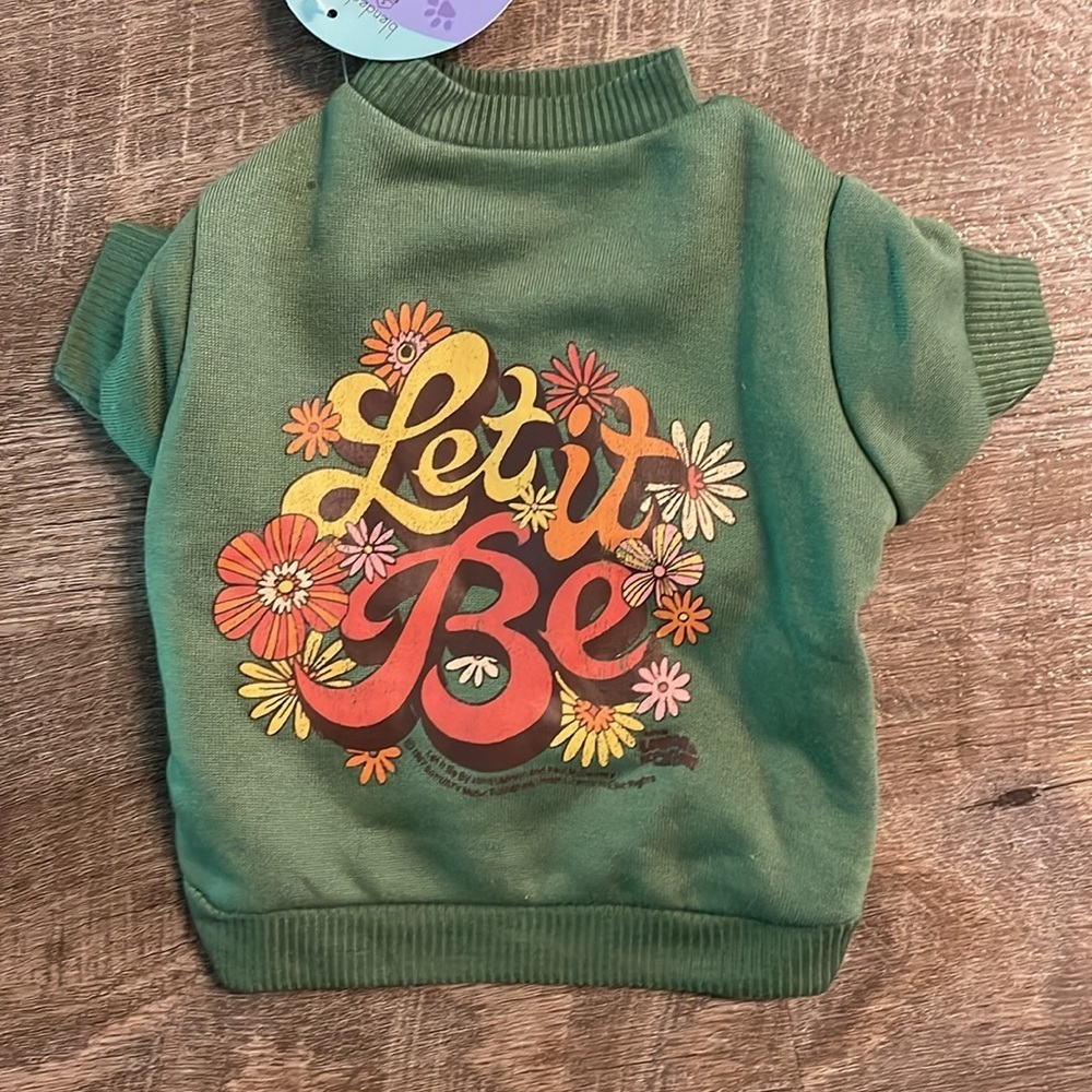 Blended Clothing Inc. Beatles Let It Be Boho Floral 60s Green Sweatshirt size XS